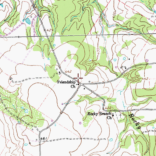 Topographic Map of Friendship Church, TX