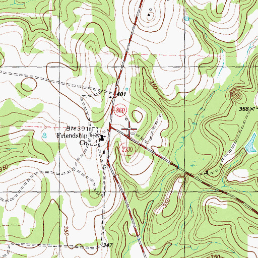 Topographic Map of Friendship Church, TX