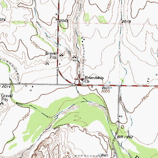 Topographic Map of Friendship Church, TX