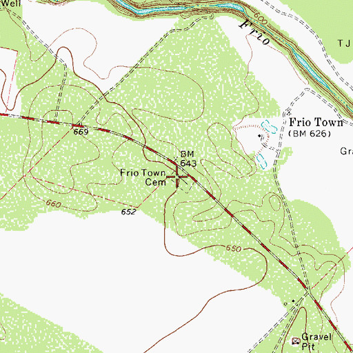 Topographic Map of Frio Town Cemetery, TX