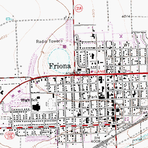 Topographic Map of Friona, TX