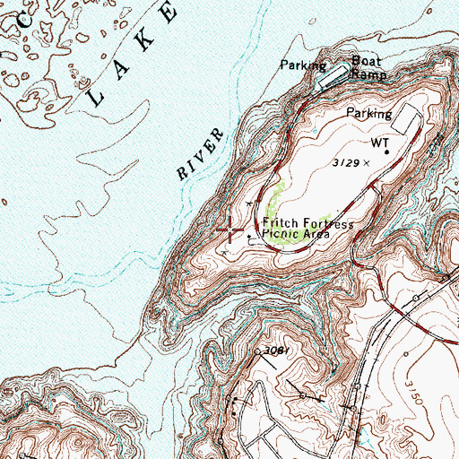 Topographic Map of Fritch Fortress Picnic Area, TX