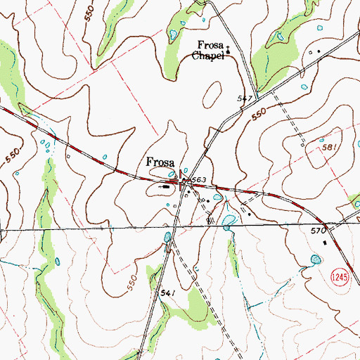 Topographic Map of Frosa, TX