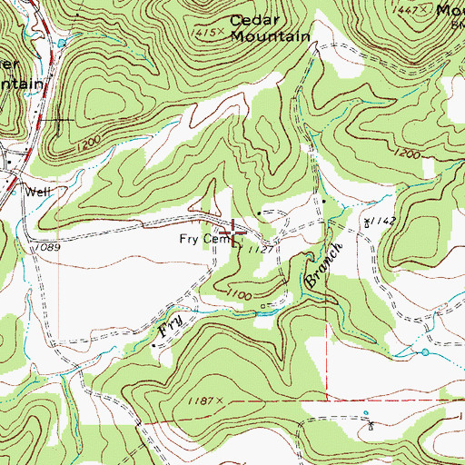 Topographic Map of Fry Cemetery, TX