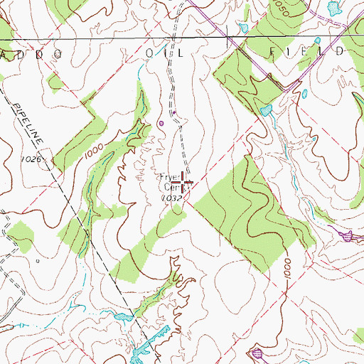 Topographic Map of Fryer Cemetery, TX