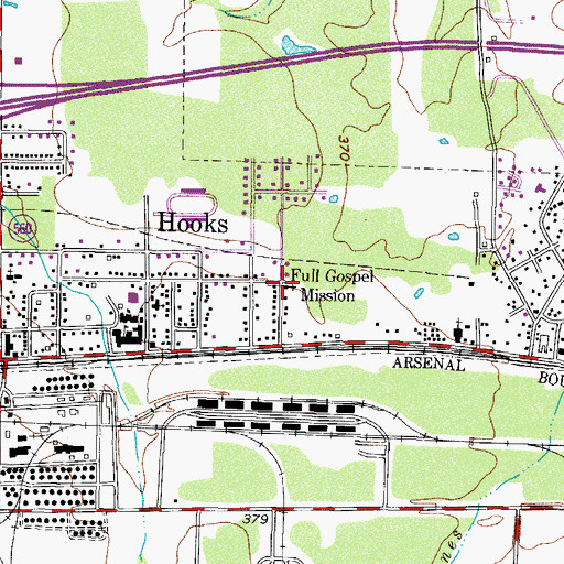 Topographic Map of Full Gospel Mission, TX