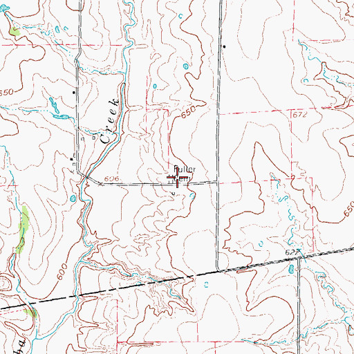 Topographic Map of Fuller Cemetery, TX