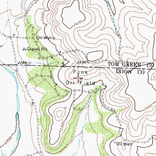Topographic Map of Funk Oil Field, TX