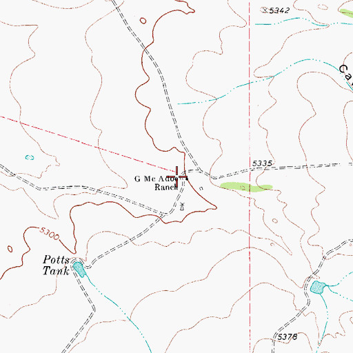 Topographic Map of G McAdoo Ranch, TX