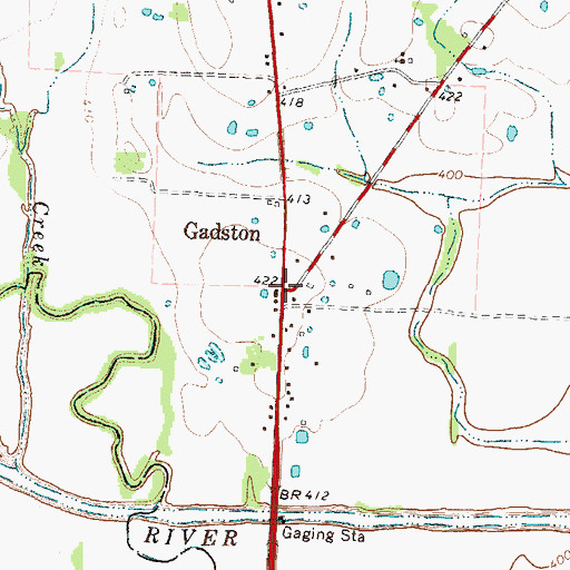 Topographic Map of Gadston, TX