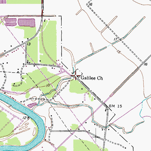 Topographic Map of Galilee Church, TX
