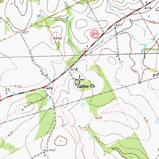 Topographic Map of Galilee Church, TX