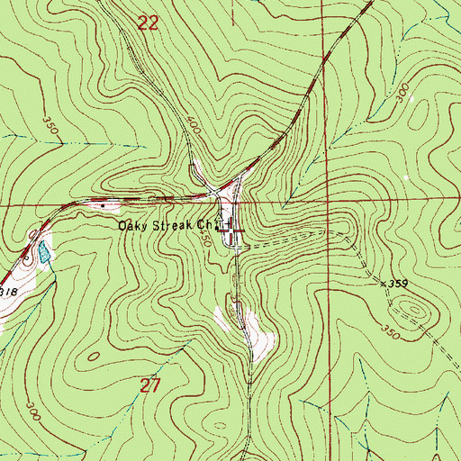 Topographic Map of Oaky Streak Cemetery, AL