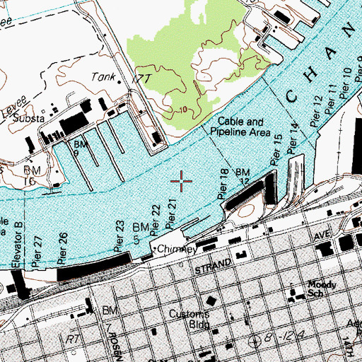 Topographic Map of Galveston Channel, TX