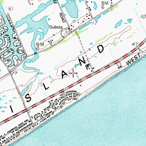 Topographic Map of Galveston Island, TX