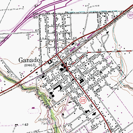 Topographic Map of Ganado, TX