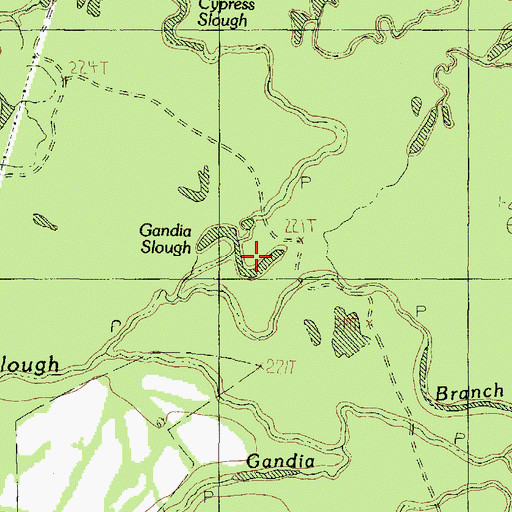 Topographic Map of Gandia Slough, TX