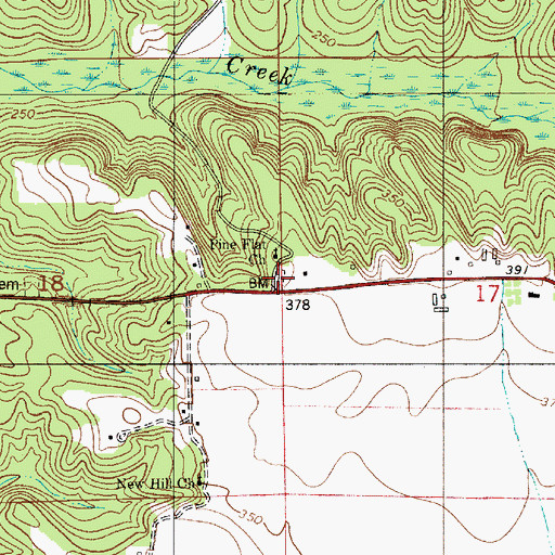 Topographic Map of Pine Flat Cemetery, AL