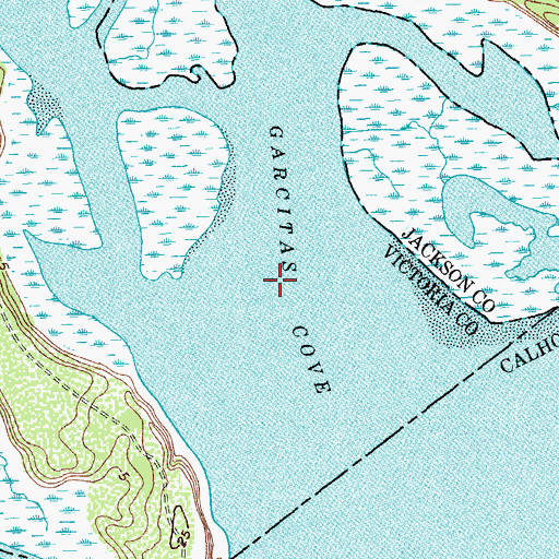 Topographic Map of Garcitas Cove, TX