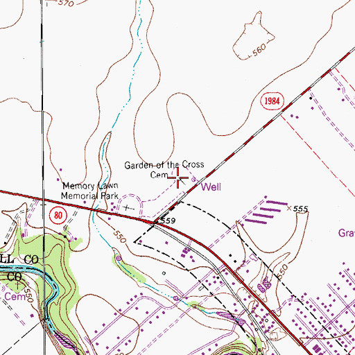 Topographic Map of Garden of the Cross Cemetery, TX