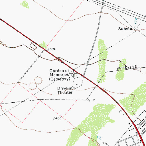 Topographic Map of Garden of Memories, TX