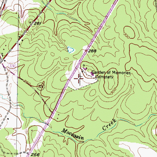 Topographic Map of Garden of Memories Cemetery, TX