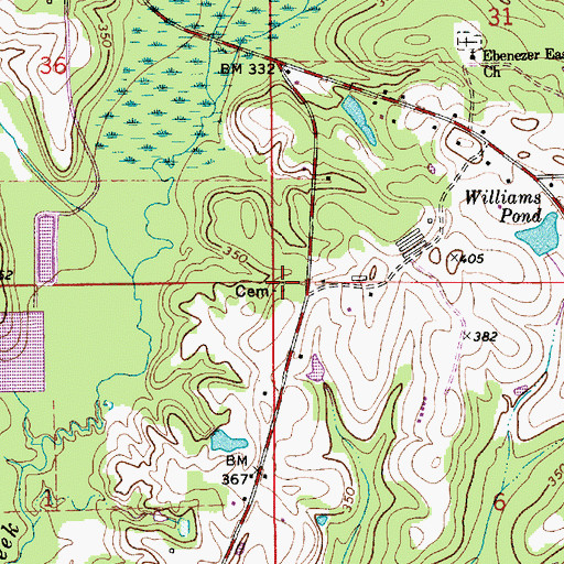 Topographic Map of Rhodes Cemetery, AL