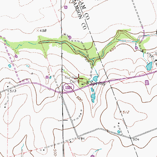 Topographic Map of Garden Cemetery, TX