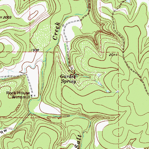 Topographic Map of Garden Spring, TX
