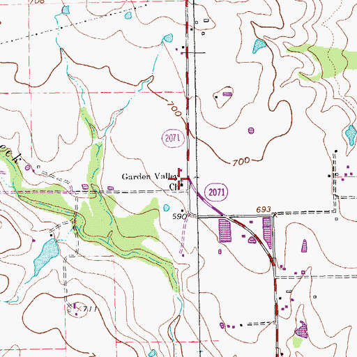 Topographic Map of Garden Valley Church, TX