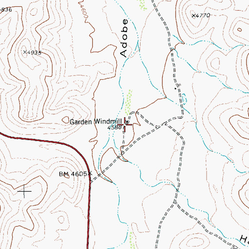 Topographic Map of Garden Windmill, TX