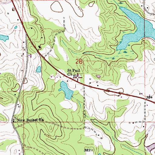 Topographic Map of Saint Paul Cemetery, AL