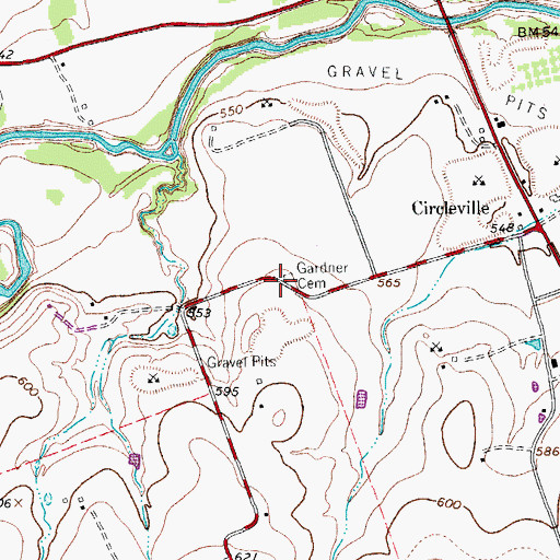 Topographic Map of Gardner Cemetery, TX