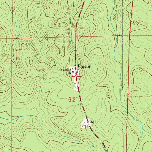 Topographic Map of Sardis, AL