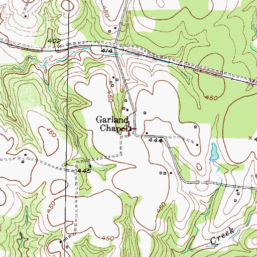 Topographic Map of Garland Chapel, TX