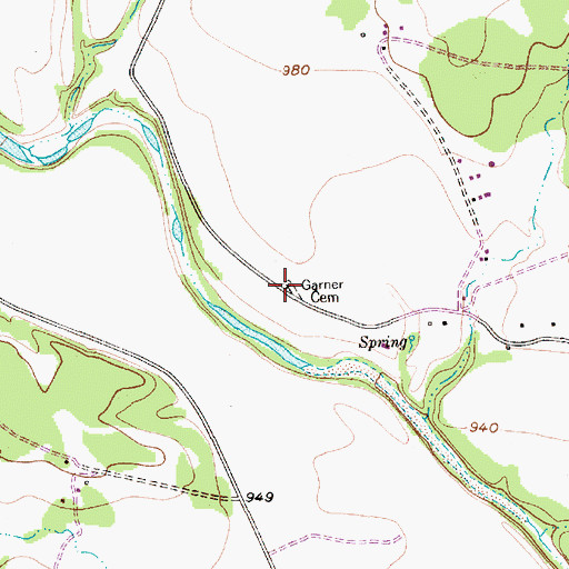 Topographic Map of Garner Cemetery, TX