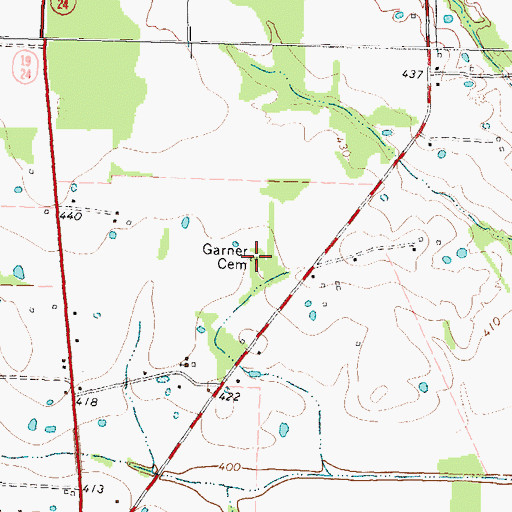 Topographic Map of Garner Cemetery, TX