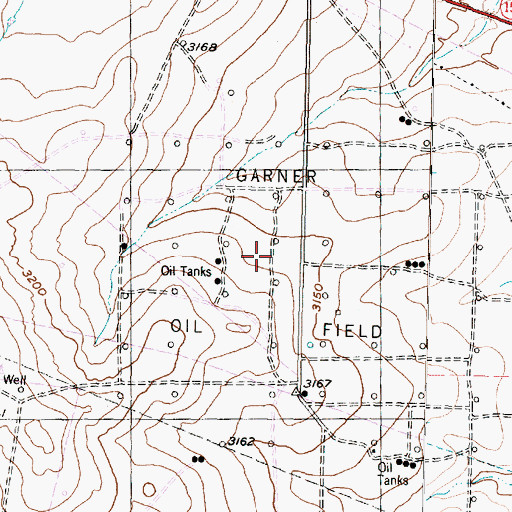 Topographic Map of Garner Oil Field, TX