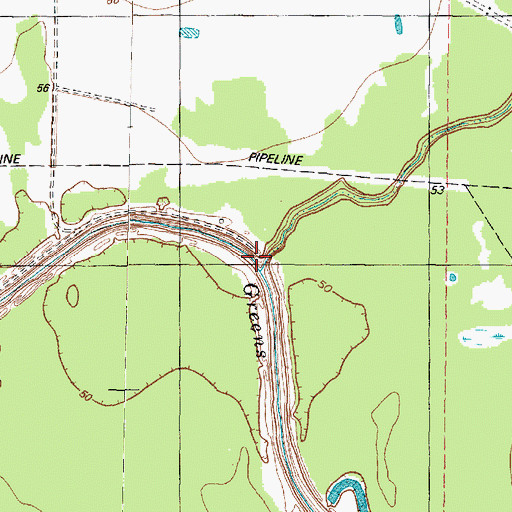 Topographic Map of Garners Bayou, TX