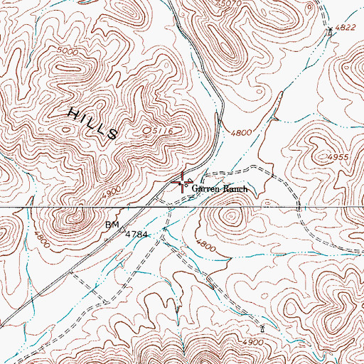 Topographic Map of Garren Ranch, TX