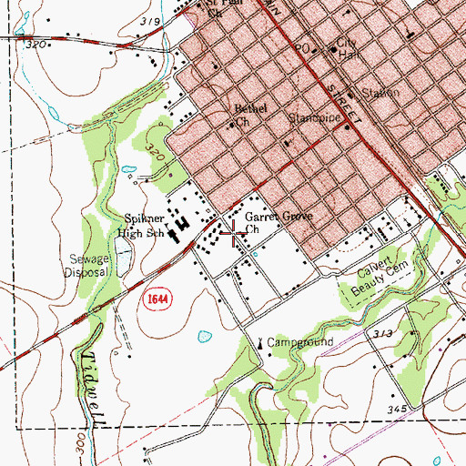 Topographic Map of Garret Grove Church, TX