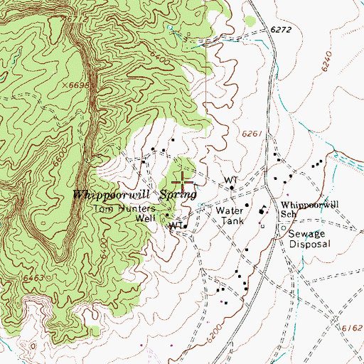 Topographic Map of Whippoorwill Spring, AZ