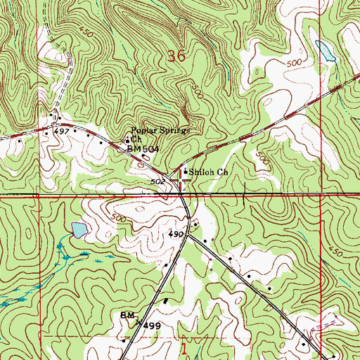 Topographic Map of Shiloh Cemetery, AL
