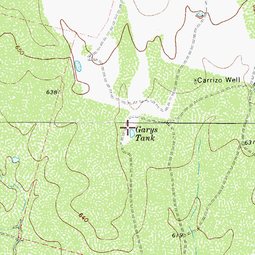 Topographic Map of Garys Tank, TX