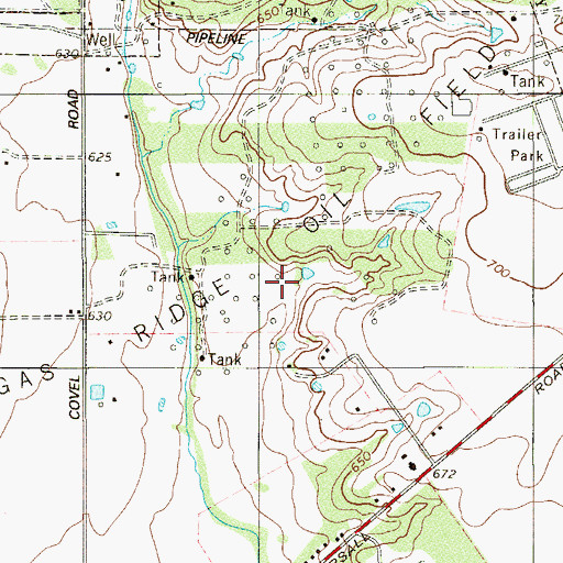 Topographic Map of Gas Ridge Oil Field, TX