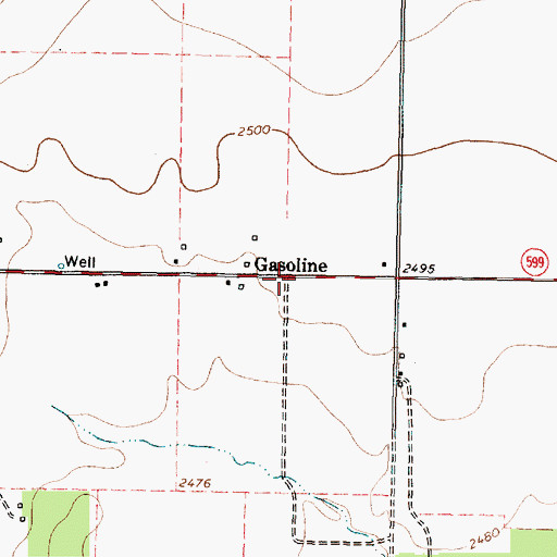 Topographic Map of Gasoline, TX