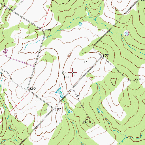 Topographic Map of Gates Cemetery, TX