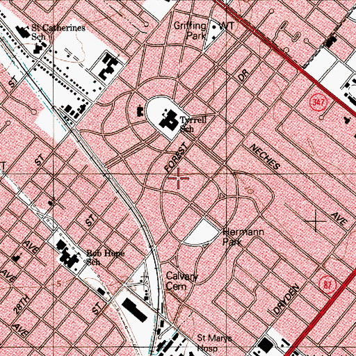 Topographic Map of Gates Park, TX