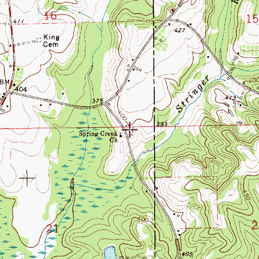 Topographic Map of Spring Creek Cemetery, AL