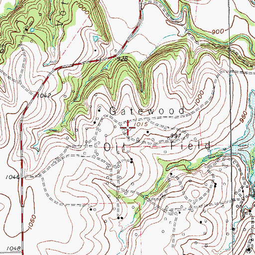 Topographic Map of Gatewood Oil Field, TX